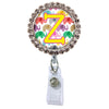 Happy Elephant Glam Initial or Title Button Attached to a Badge Reel