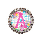 Floral Watercolor Glam Initial or Title Interchangeable Button