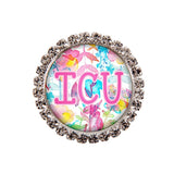 Floral Watercolor Glam Initial or Title Interchangeable Button