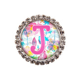 Floral Watercolor Glam Initial or Title Interchangeable Button