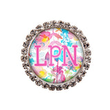 Floral Watercolor Glam Initial or Title Interchangeable Button