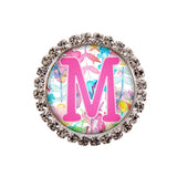 Floral Watercolor Glam Initial or Title Interchangeable Button