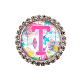 Floral Watercolor Glam Initial or Title Interchangeable Button