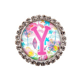 Floral Watercolor Glam Initial or Title Interchangeable Button