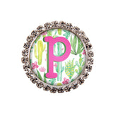 Cactus Glam Initial or Title Interchangeable Button