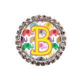 Happy Elephants Glam Initial or Title Interchangeable Button