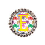 Happy Elephants Glam Initial or Title Interchangeable Button