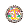 Happy Elephants Glam Initial or Title Interchangeable Button