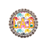 Happy Elephants Glam Initial or Title Interchangeable Button