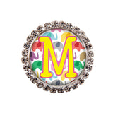 Happy Elephants Glam Initial or Title Interchangeable Button