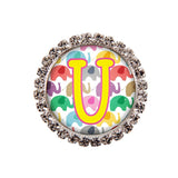 Happy Elephants Glam Initial or Title Interchangeable Button