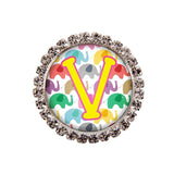 Happy Elephants Glam Initial or Title Interchangeable Button