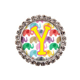 Happy Elephants Glam Initial or Title Interchangeable Button