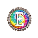 Tie-Dyed Initial or Title Interchangeable Button