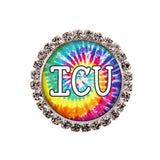 Tie-Dyed Initial or Title Interchangeable Button