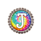 Tie-Dyed Initial or Title Interchangeable Button