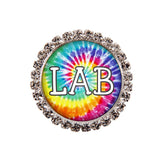 Tie-Dyed Initial or Title Interchangeable Button