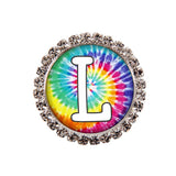 Tie-Dyed Initial or Title Interchangeable Button