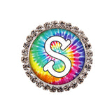 Tie-Dyed Initial or Title Interchangeable Button