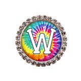 Tie-Dyed Initial or Title Interchangeable Button