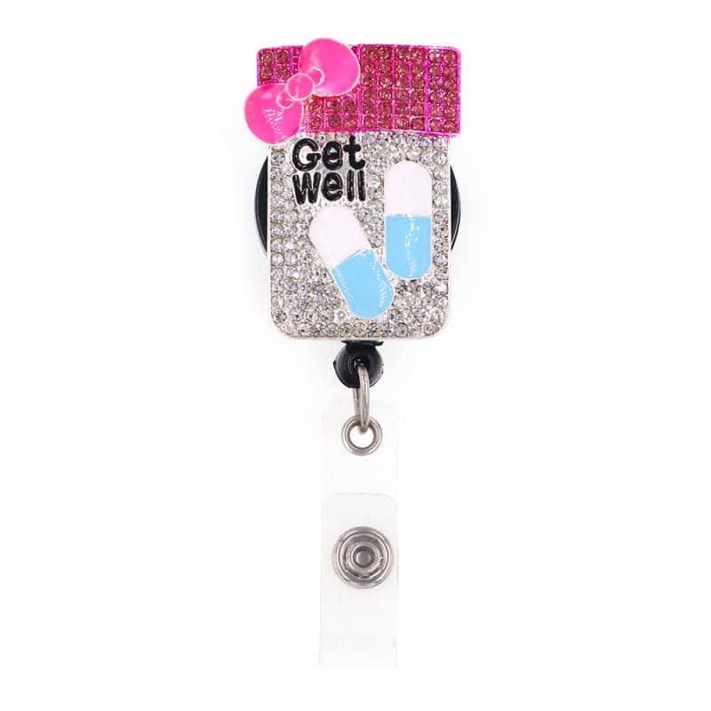 Custom Bling Badge Reel Holder with Jonquil Opal AB Crystals