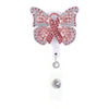 Pink Ribbon Butterfly Sparkle and Shine Rhinestone Badge Reel