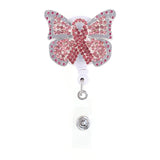 Pink Ribbon Butterfly Sparkle and Shine Rhinestone Badge Reel