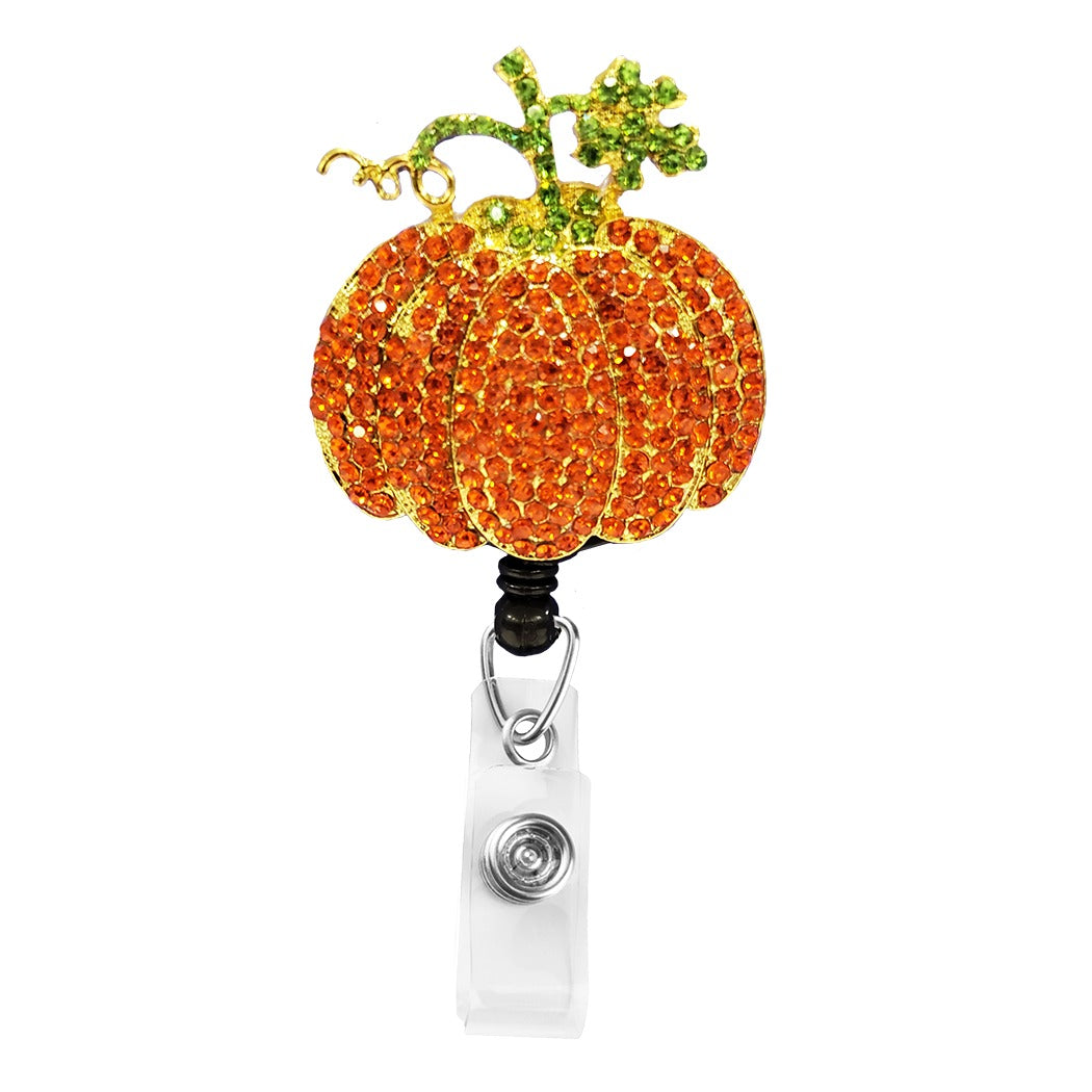 Pumpkin Sparkle and Shine Rhinestone Badge Reel – Shop Badge A-Peel